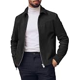 Runcati Men's Suede Jacket Full Zip Vintage Jackets Classic Trucker Coat | Casual, Lightweight, Bomber Jacket, Two Slant Pockets
