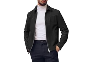 Runcati Men's Suede Jacket Full Zip Casual Vintage Jackets Lightweight Classic Trucker Coat