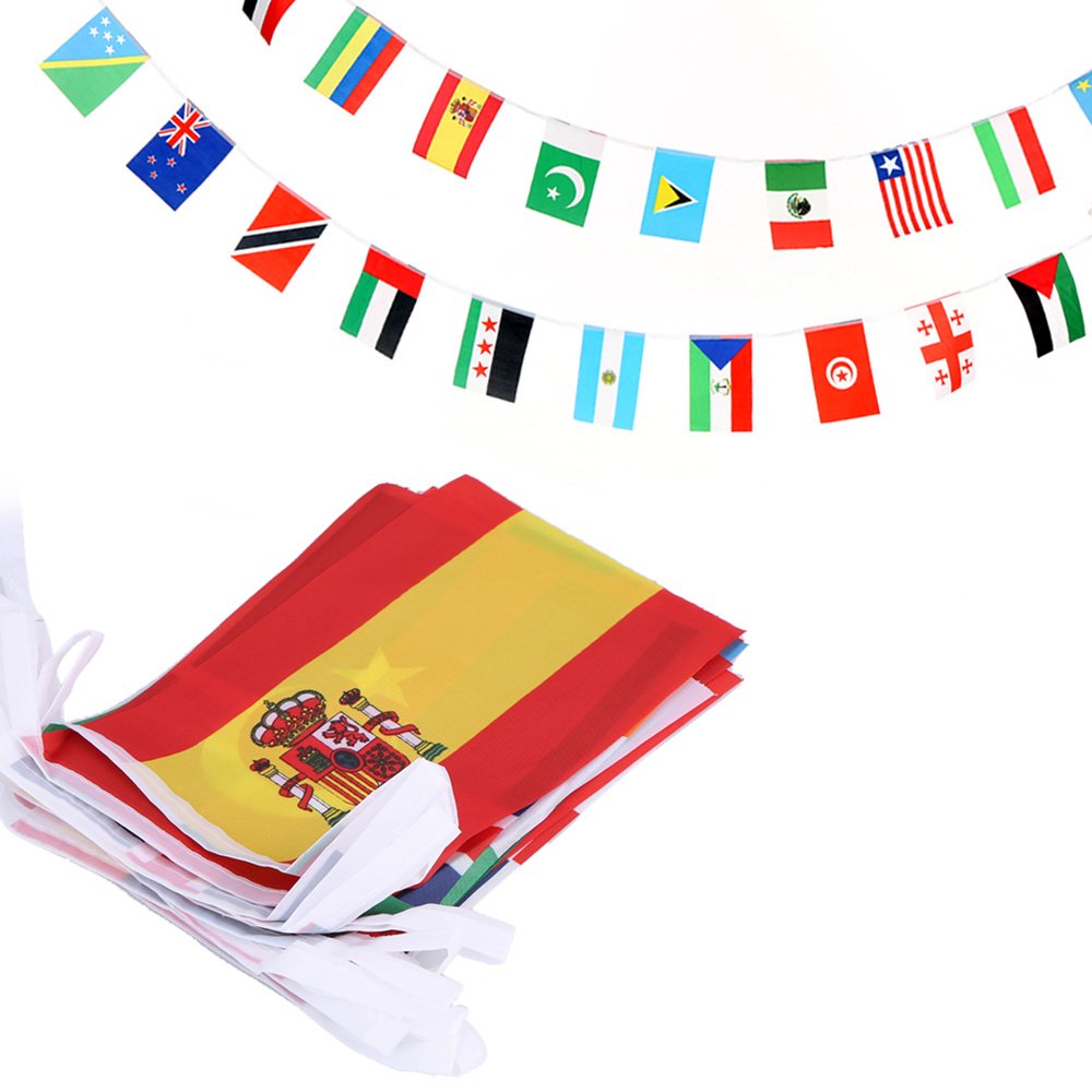 ANLEY 100 Countries String Flag, International Bunting Pennant Banner, Decoration for Grand Opening, Sports Bar, Party Events - 82 Feet (25m) 100 Flags