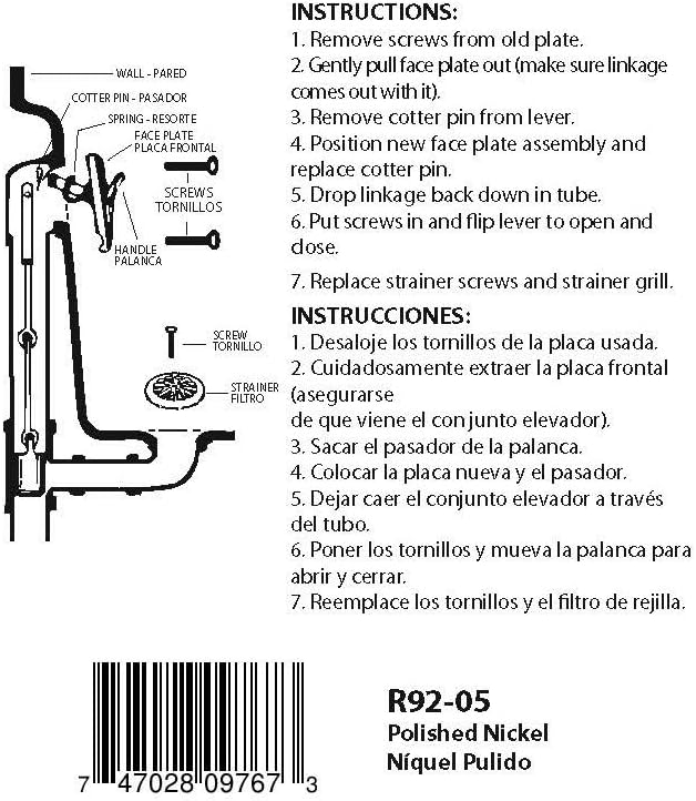 Westbrass R92-62 3-1/8" Trip Lever Tub Trim Set with 2-Hole Overflow Faceplate, Matte Black - - 