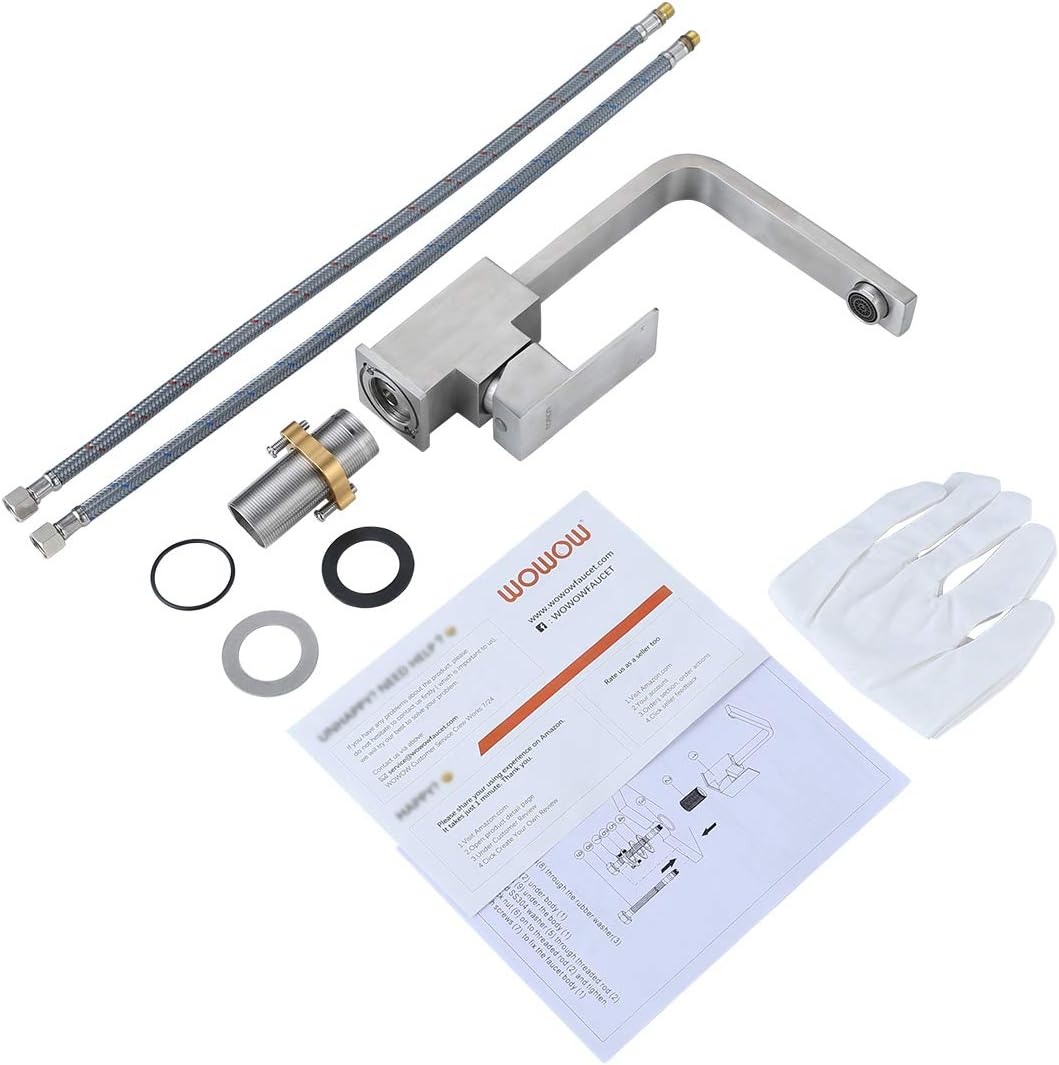 WOWOW Bar Faucets Stainless Steel Modern Bar Sink Faucet Single Hole Prep Kitchen Faucet Brushed Nickel Single Handle Lavatory Sink Faucet Mixer Small Kitchen Tap - - 