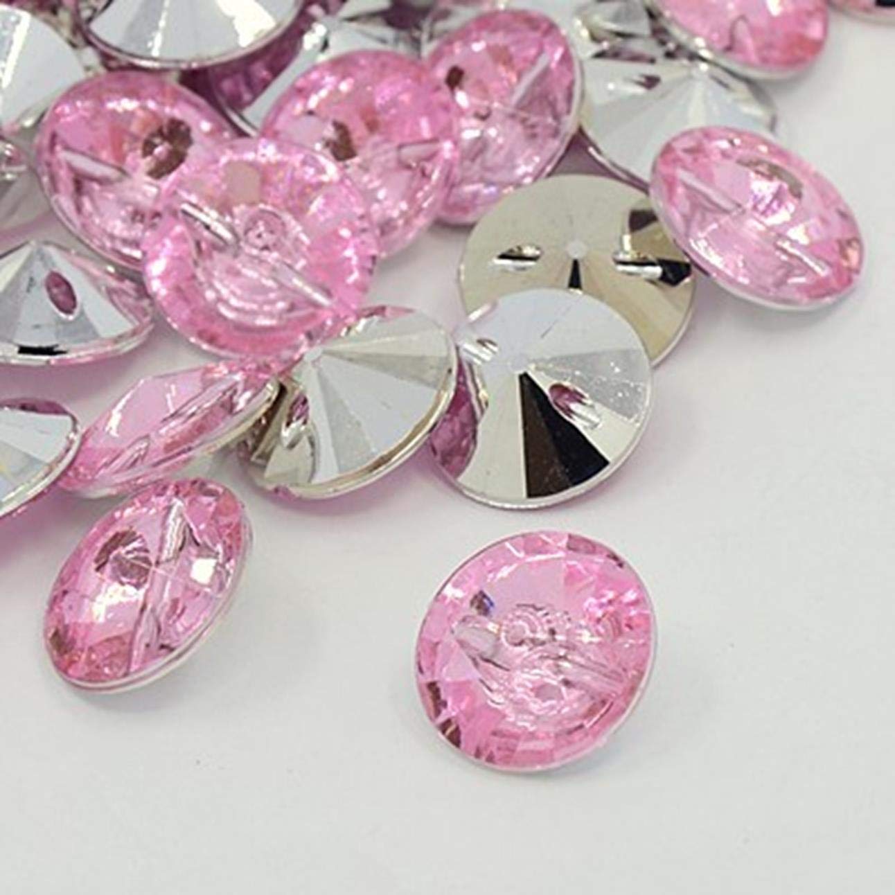 100pcs - Light Pink Round 15mm Acrylic Crystal Effect Faux 1 Hole Sewing Buttons – Knitting Crafts, Bling, Jewellery, Art Making — image 1