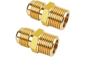 LAGOGIA 1/2" Flare to 3/4" NPT Male Gas Line Brass Connector, Brass Gauge Torch Line Adapter for Hydraulic, HVAC Fuel, Air, Natural Gas Line Connectors - (2 PCS)