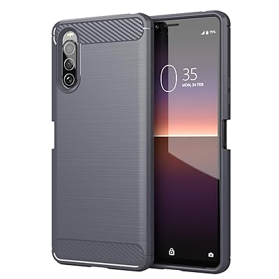 Tianqi Hongyuan for Sony Xperia 10 II Case, Shock-Absorption Flexible TPU Rubber Full-Body Protective Unique Brushed Texture Case Cover for Sony Xperia 10 II (Gray)