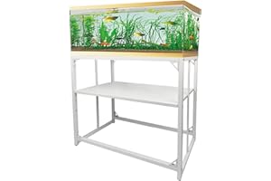 MEWSDEN Fish Tank Stand - 40 Gallon Heavy Duty Metal Aquarium Stand, Reptile & Turtle Breeder Tank Combo (White, 36.5"x18.5"x