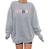 HEBBE Nurses Sweatshirts for Women Nursing Life Oversized Sweatshirt Nurse School Pullover Tops Registered Tee