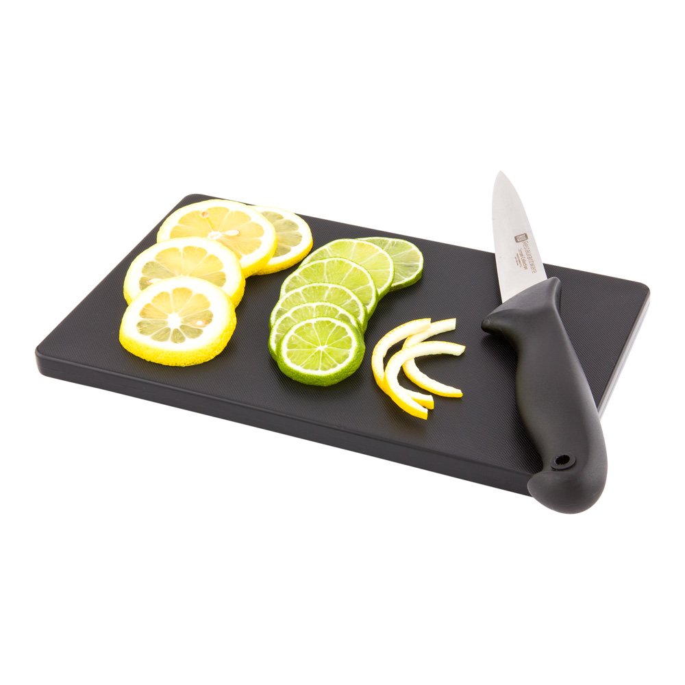 Photo 1 of Restaurantware Bar Cutting Board Food Prep Cutting Board Bar Prep - 6" x 10" - Black - Premium Plastic - Professional Grade - Non-Slip - 1ct Box