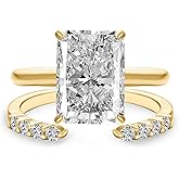 PAFIDDY 4.5CT Radiant Cut Engagement Ring Set for Women, S925 Silver 2-Piece 5A Cubic Zirconia Bridal Wedding Ring Set