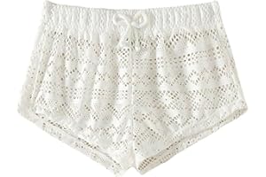 Milumia Girl's Crochet Sheer Coverup Hollow Eyelet Shorts Swim Cover Up Beachwear