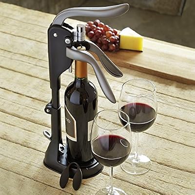 Sharper Image Tabletop Corkscrew Wine Bottle Opener Stand Foil Cutter Quick Removal On Natural Synthetic Corks Suction Base Ergonomic Handheld Lever Works For Wet Bar Kitchen Black Silver Buy Online At Best Price In