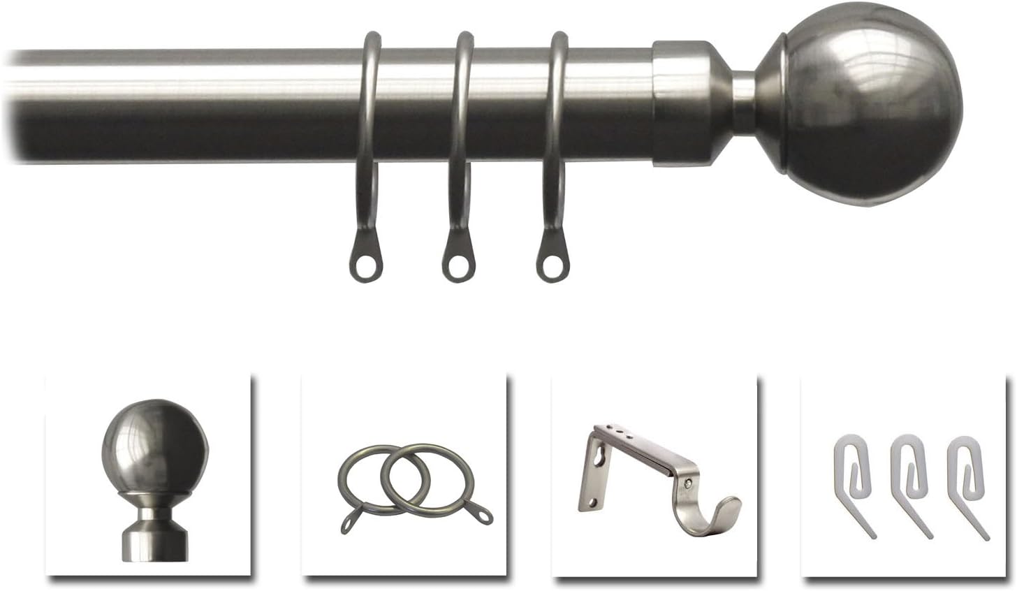 SPEEDY 25-28 mm x 170-300 cm Pristine Ball Pole Set, Satin Silver