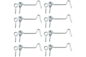 8 Pcs 2.5 inches Cabin Hook Eye Latch Gate Door Swivel Window Door Hook with Mounting Screws (Silver, 2.5 inches)