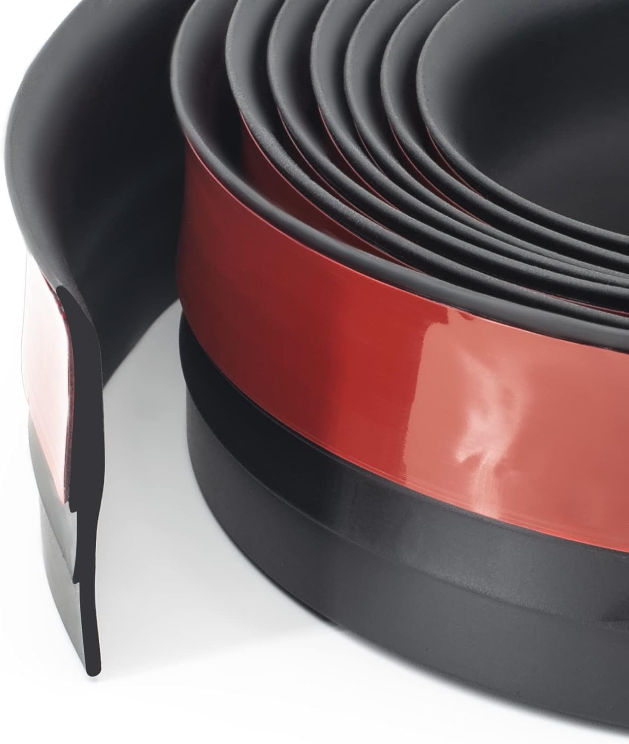 Draft Stoppers - Weather Stripping Seal, Cuttable Door Draft Stopper, Strong Adhesive Door Sweep Draft Stopper of Door for Exterior/Interior Doors Gap, Side, Glass Shower Door, Sliding Door, 98” Length(Black)