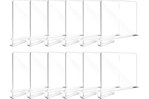 Fixwal 12pcs Shelf Dividers for Closet Organization Acrylic Shelf Divider for Wooden Shelving, Wood Shelf Organizer for Closet, Bedroom, Kitchen and Office