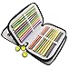 LORJE Multilayer Colored Pencil Case, Large, 52 Slots Black Pen Bag