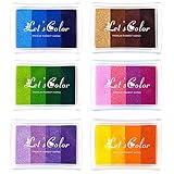 24 Shades of Colors Rainbow Ink Pad Sets Crafts Bright Rubber Stamp Washable for Stamping Teachers Kids Baby Prints Safe Fingerprints