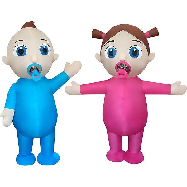 Disfraz Inflable De Bebé Para Adultos - Tema Revelación De Género, Azul O Rosa, Incluye Ventilador A Disfraz Inflable De Bebé Para Adultos - Tema Revelación De Género, Azul O Rosa, Incluye Ventilador A