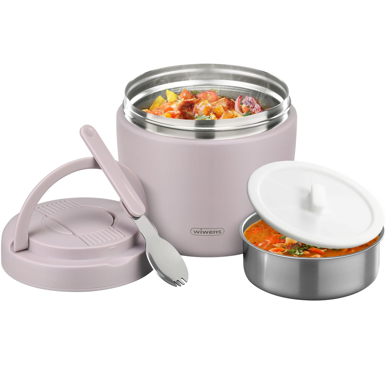 Photo 1 of wiwens Thermo Food Jar for Hot Food Adults 32OZ Soup Thermo Lunch Containers Wide Mouth Vacuum Insulated Stainless Steel Leakproof Bento Box with Spoon (Purple)