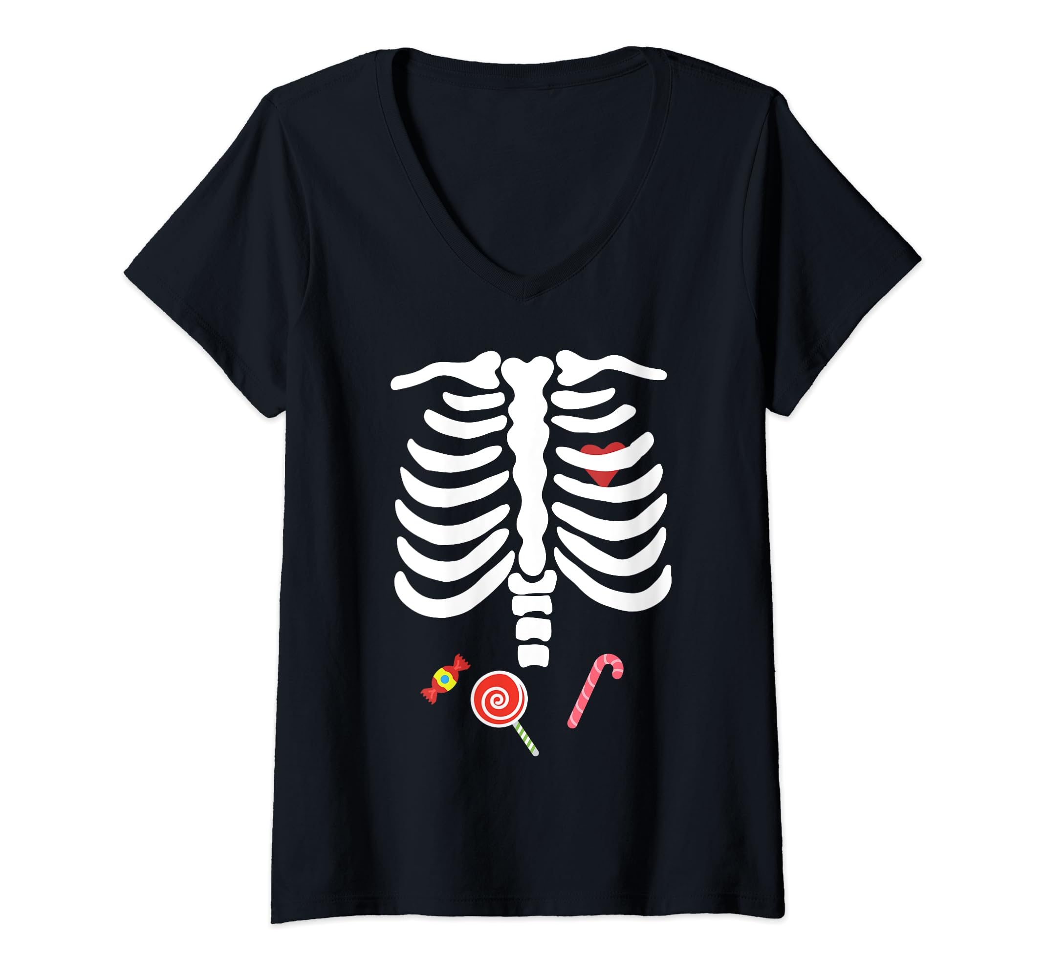 Womens Halloween Skeleton Kids Boys Girls Costume Candy V-Neck T-Shirt