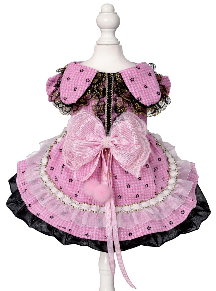 MaruPet Fashion Sweet Puppy Dog Lace Princess Dress for EXTRAL Small and Small Dog F-Pink-1 Small Image