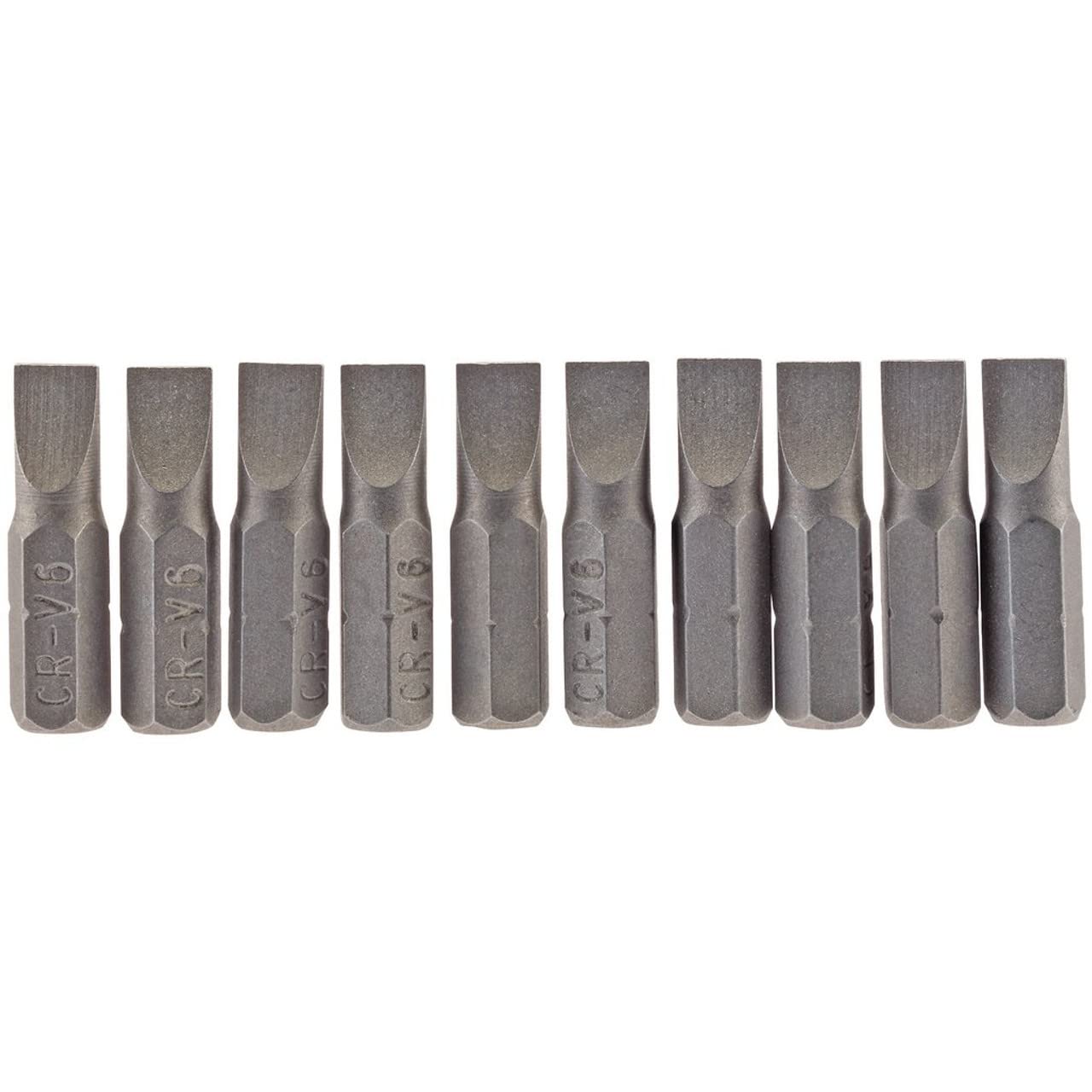 Draper 64031 6mm 1/4" Hex Plain Slot Insert Bit 25mm Long (10 Piece) — image 1