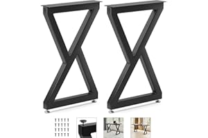 Yes4All Metal Table Legs, 28 inch Height with Adjustable Protector Levelers, Zig Zag Heavy Duty, Black, Bear Up to 800lb, Set of 2
