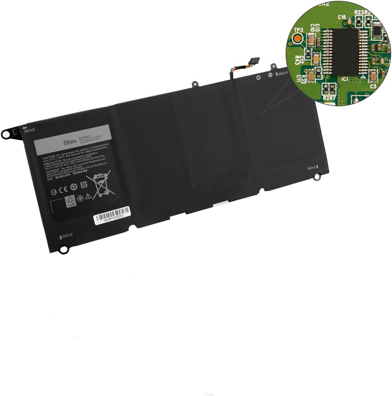 JD25G 90V7W JHXPY 5K9CP DIN02 090V7W 0DRRP RWT1R Laptop Battery Replacement for Dell XPS 13 XPS13 13D XPS13D 13-9343 13-9350 13D-9343 13D-9343-1808T 3708 XPS13-9350-D1608 D1508G D1708(7.6V 56Wh) - Image 4