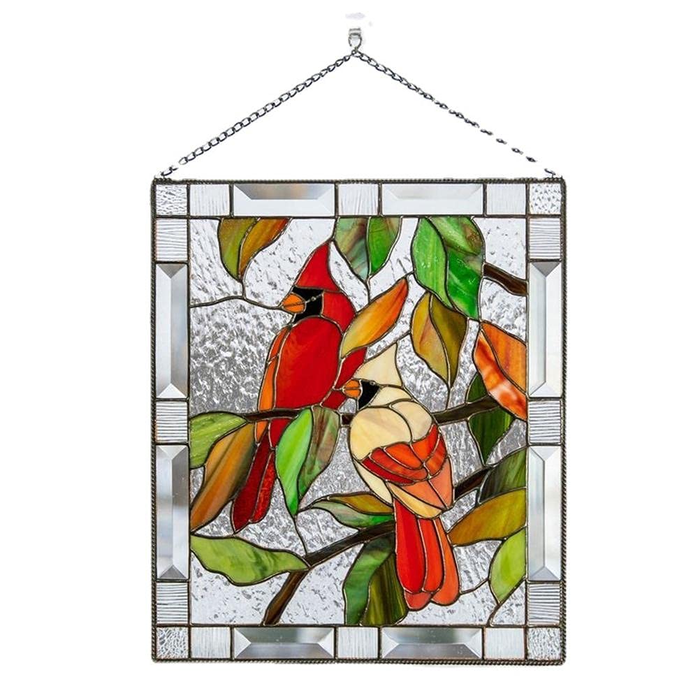 YOISMO Stained Bird Window Hanging Suncatcher - Stained Acrylic birds-on-a-wire window panel, Window Decorations for Home (20×20 cm)