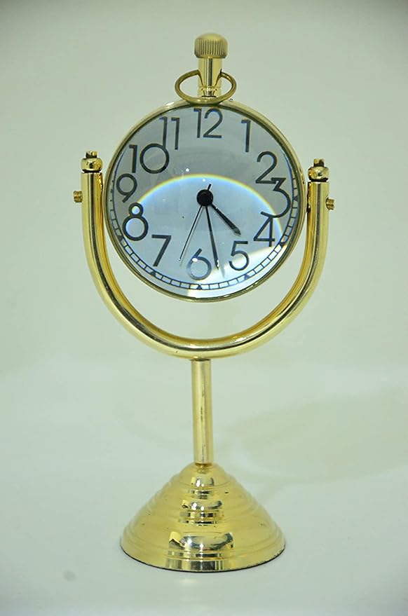 Royal Nautical Brass Clock Desk & Table Clock with Globe Style &Royal