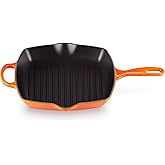 Le Creuset Enameled Cast Iron Signature Square Skillet Grill, 10.25", Flame