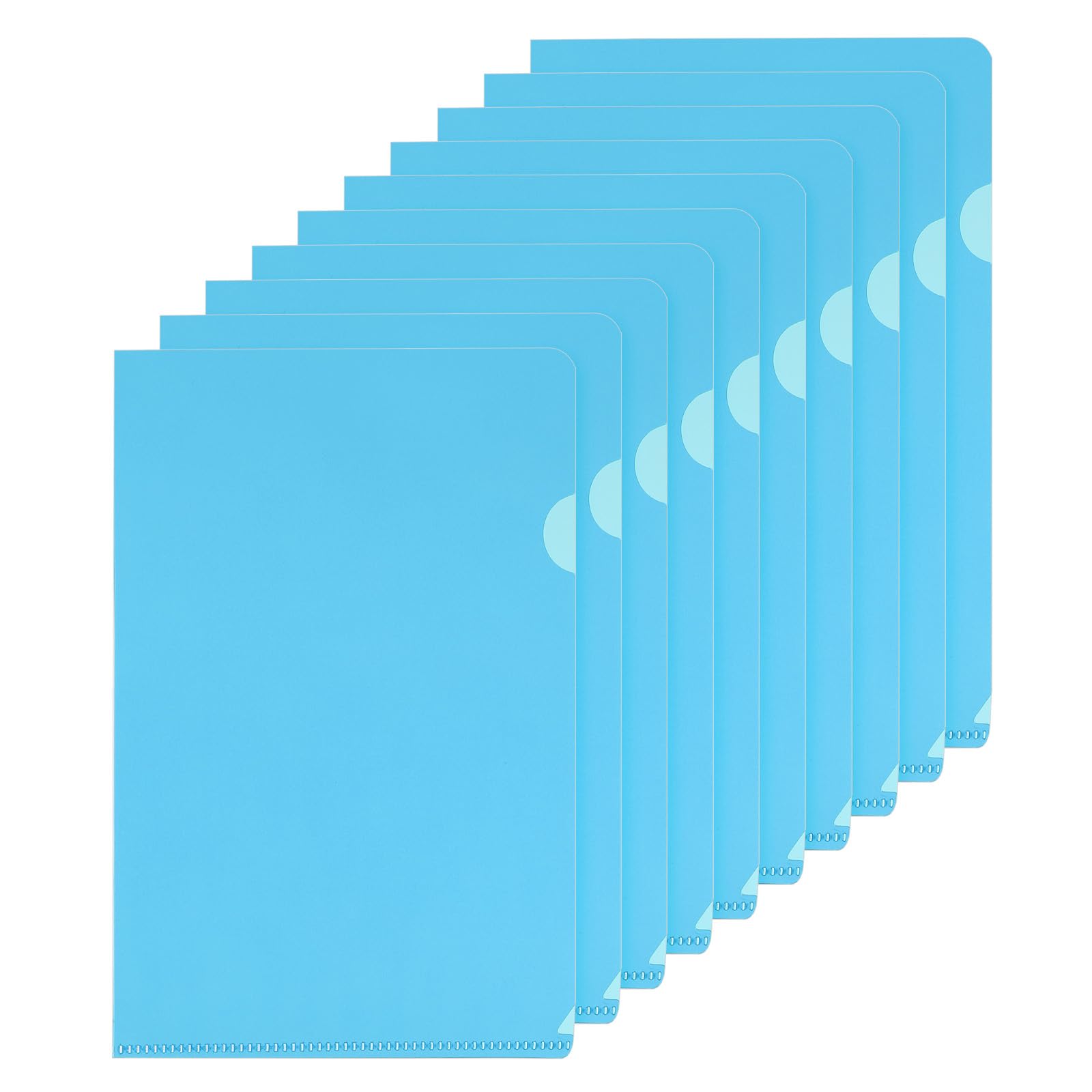 PATIKIL L Type Folders 10 Pack A5 Plastic File Project Pockets Clear Paper Document Jacket Sleeves for Office, Sky Blue