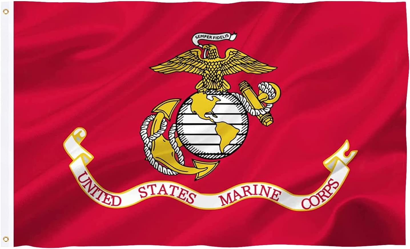 Flags - US Marine Corps USMC Flag 3x5 Outdoor Double Sided Heavy Duty Polyester US Military Army Flags Long Lasting with 2 Brass Grommets