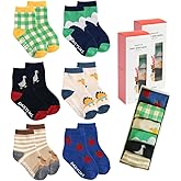 Dailylike Baby Boys Girls Non Slip Grip Ankle Socks with Anti Skid Grippers for Infants Toddlers Kids 6 Pairs