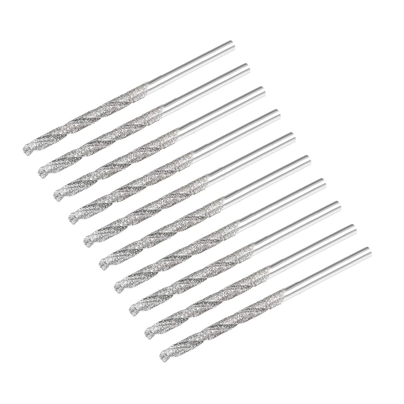 TA-VIGOR 10Pcs 2.5mm Diamond Twist Drill Bit, Diamond Tipped Drill Bit Set Rotary Tools Heavy Duty Micro Diamond Drill Bit Set for Glass Wood Jade Stone Tile