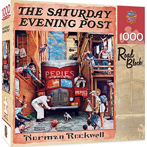 MasterPieces Saturday Evening Post Jigsaw Puzzle, Norman Rockwell Road Block Collage, 1000 Pieces