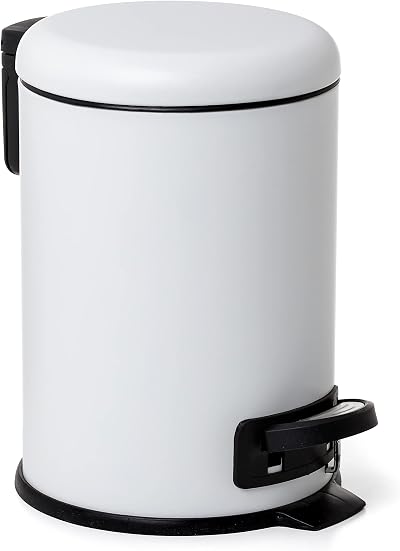 TATAY 3L Pedal Bathroom Bin White Silent Lid Removable Inner Bin