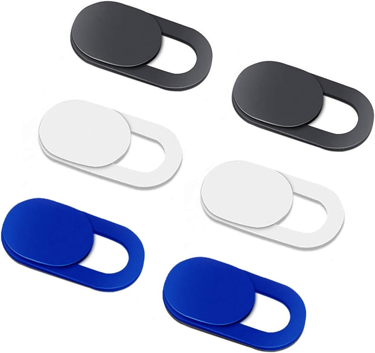 6PCS Webcam Cover Slide Camera Privacy Security Protect Sticker for Phone Laptop (Black, White and Blue)