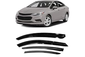 ZZDSNJ Tape-On Window Visors 4-Piece for 2011-2015 Chevy Cruze All Models Sun Rain Guard Shield Shade Smoke 94611