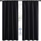 NICETOWN Halloween Black Blackout Curtain Blinds - Solid Thermal Insulated Window Treatment Blackout Drapes/Draperies for Bed