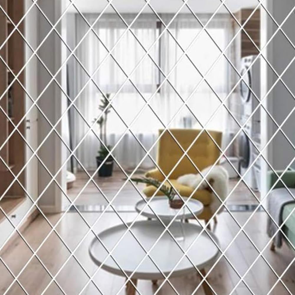 Yufana 32 Pack Triangular Acrylic Wall Mirrors, 3D Wall Stickers, Decorative Mirrors, Ideal for Decorating Living Rooms, Bedrooms, Bathrooms, Kitchens, Walls