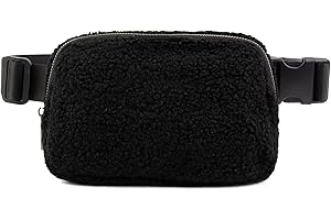 EASRTA Fleece Belt Bag for Women, Sherpa Crossbody Fanny Pack Bag Small Waist Bag with Adjustable Strap(Black)