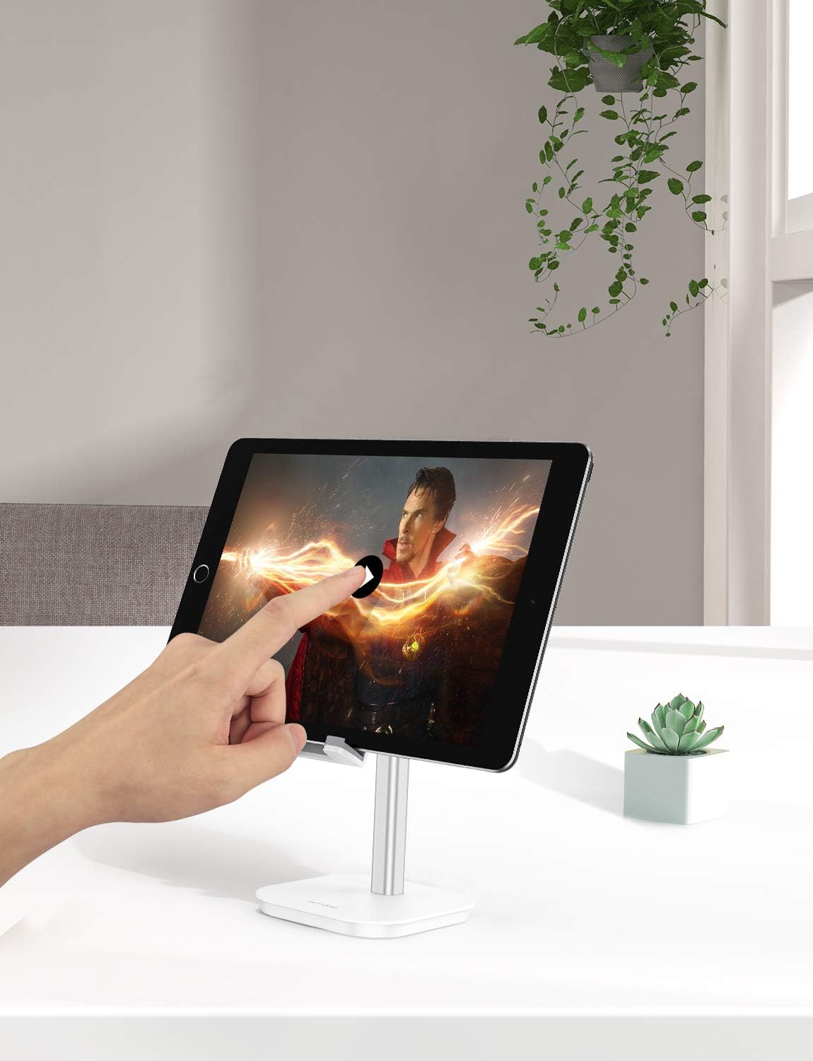 OMOTON Cell Phone Stand, Fully Rotatable Desk Phone Holder with Weighted Base, Compatible with All Cell Phones, iPad, Samsung Tabs and Other Devices (4-11"),Silver: Electronics