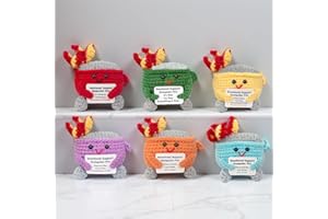 AICOOFEST 6 Packs Emotional Support Dumpster Fire, Dumpster Fire Crochet, Positive Crochet dumpster, Crochet Stuffed Animals Appreciation Gifts for Coworkers, Employee, Funny Office Decor for Team Boss Nurse