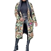 Sexy Camouflage Jacket for Women Army Fatigue Long Cargo Jackets Trench Coat Plus Size