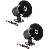 QWORK Electric Siren Horn, 2 Pack DC 12V Security Loud Wired Alarm Siren for Home Alarm System Security and Protection, 110 dB