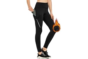 FitsT4 Thermal Fleece Lined Cycling Tights Winter Hiking Leggings Running Workout Pants for Women Cold Weather w Zip Pockets