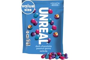 UNREAL Dark Chocolate Peanut Gems (Value Size Bag) | Vegan with Colors from Nature | Fair Trade, Non-GMO, & Gluten Free Ingredients | No Sugar Alcohols or Soy | 312grams