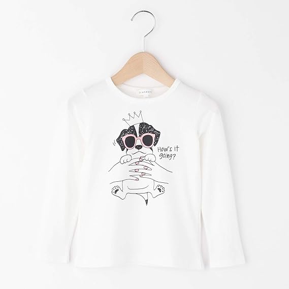 Amazon Co Jp サンカンシオン 3can4on 150cmまで コスメ ブル犬 プリントtシャツ 90 90cm ホワイト 001 服 ファッション小物