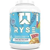 RYSE Loaded Protein Powder - Skippy Peanut Butter - 25g Whey Protein Isolate & Concentrate with Prebiotic Fiber & MCTs - Low Carb, Low Sugar, Digestive-Friendly - 54 Servings / 4 lb Tub