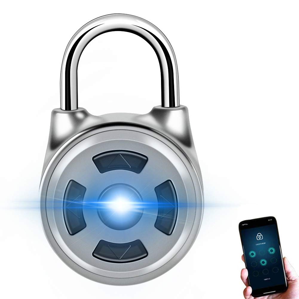 Smart Bluetooth Padlock APP Control Keyless Electronic Padlock Zinc Alloy Security Anti-Theft Padlock with Indicator Light for Drawers, Cabinets, Backpacks